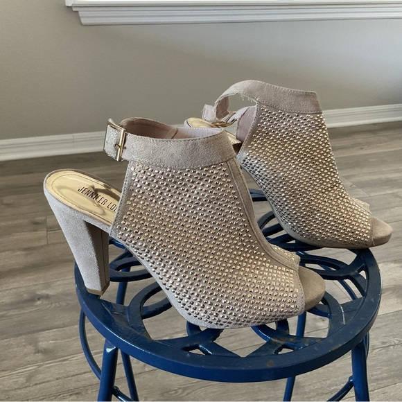 Jennifer Lopez Shoes - Jennifer Lopez Beige Studded Heels